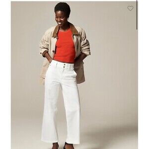 J.CREW Slim-wide Jean with Stacked Buttons Size 31 White NEW Modern Casual CH887